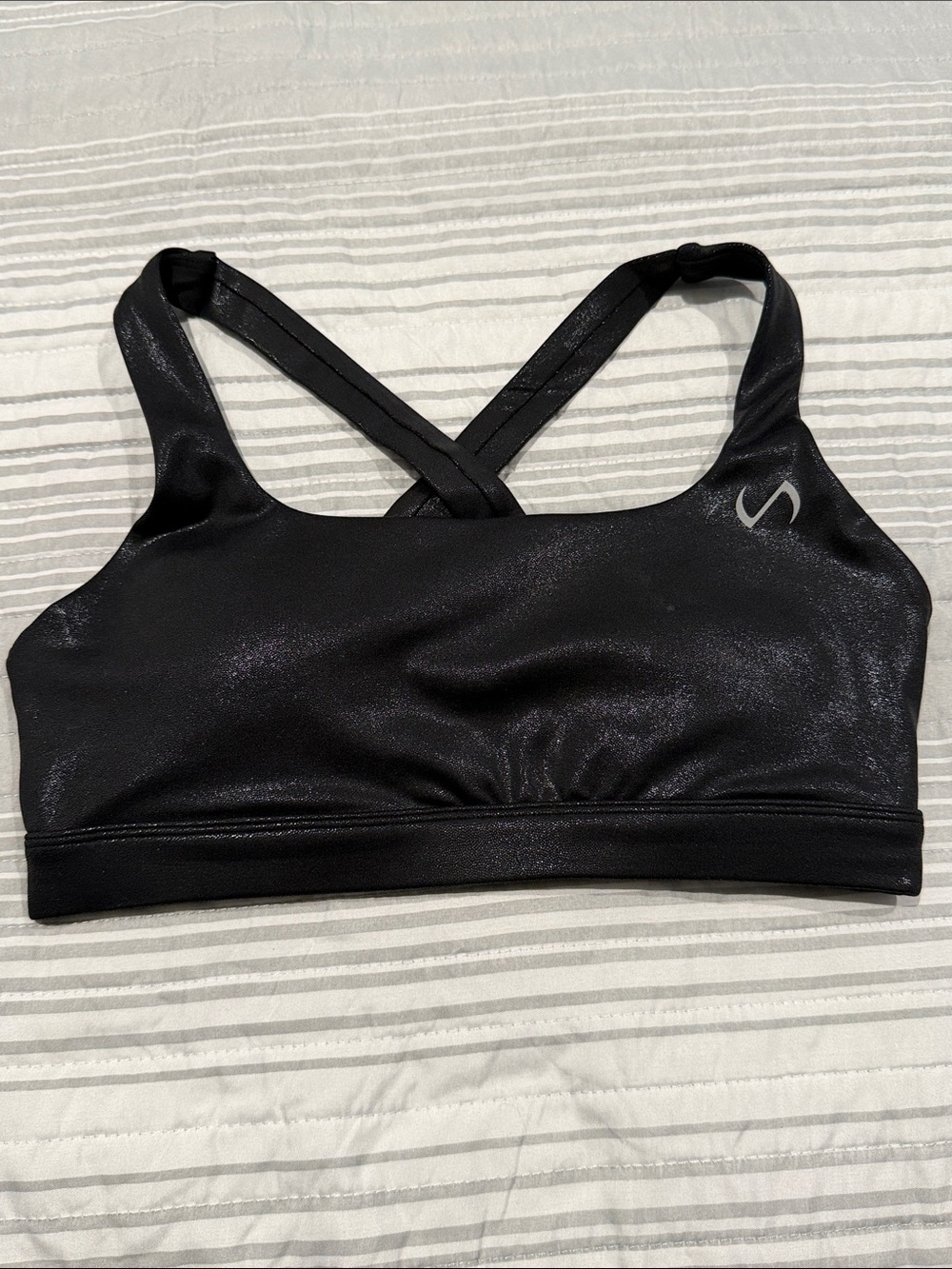 TLF Shimmer Black Crossback Sports Bra
